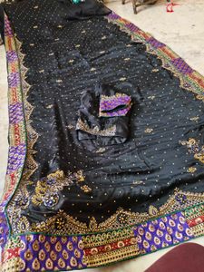 Elegant Black Saree with blouse 🔥