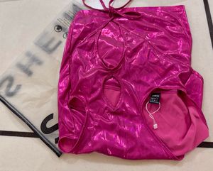 SHEIN METALLIC PINK BODYCON MINI DRESS