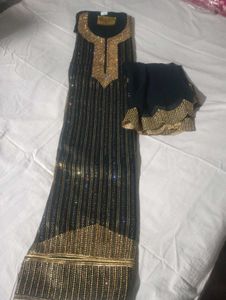 Elegant Black & Gold Embellished Dress