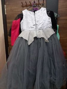 Grey And Silver Gown For Girls