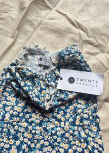 Blue Floral Printed Short Dress