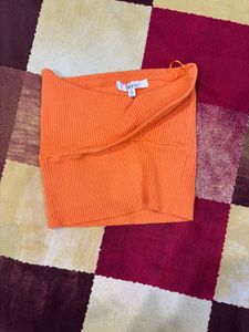 Orange Knit Cutout Top