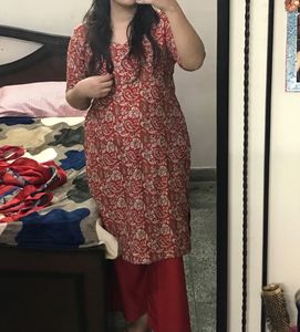 Red Kurta Set With Dupatta
