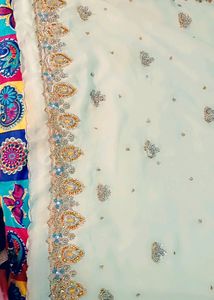 Embroidered White 🤍 Saree