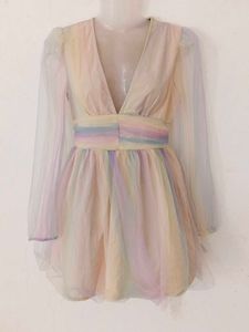 RAINBOW MESH SKATER DRESS