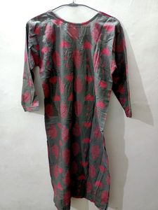 Mehndi Grey &amp; Pink Kurta