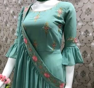 Georgette Gown With Fancy Dupatta
