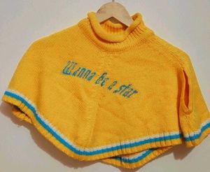 Gold Winter Shrug With Cap Muffler For 7- 8 Year
