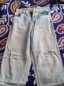 Wide Leg Ripped Jeans