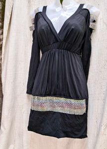 3177. Black Embellished Party Dress