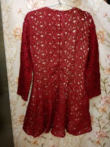 Zara Maroon Lace Dress