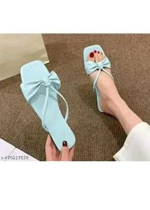 Stylish Blue Bow Thong Sandals