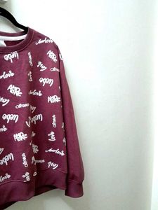 Graphic Print Burgundy Sweatshirt