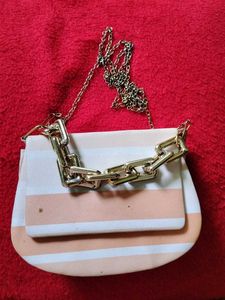 Striped Chain Crossbody Bag