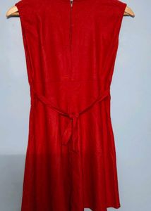 Red Sleeveless Casual Dress