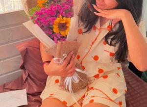 Cute Orange Print Night Suit