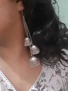 Preety Silver Colour Long Jhumkaas