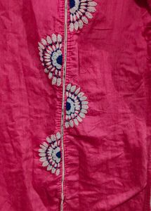 Pink Straight Kurti With Moti Work