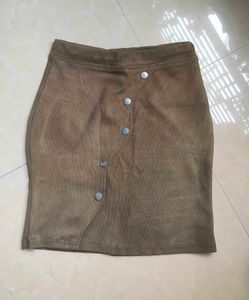 Olive Green  Buttoned Mini Skirt