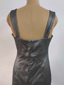 Metallic Gray Evening Gown
