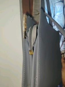 Gray Quilted Chain Bag