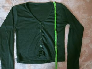 Green Full Sleeves Top For Women