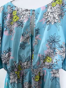 Back Slit Beautiful Floral Empire Dress