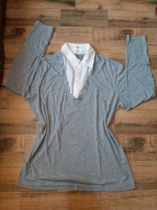 Korean Y2k Highschool Grey Long Sleeve Top