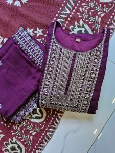 Purple Festive Kurta Set With Dupatta