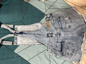 Denim Dungaree Shorts