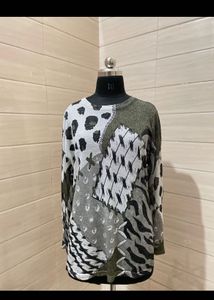 Jaguar Oversized glitter Animal Print Long Sleeve