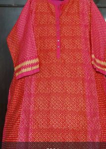 Red & Pink Patterned Kurti