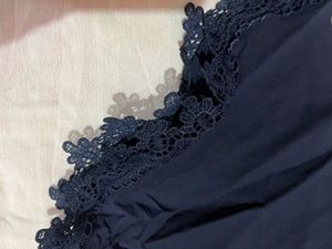 Navy Blue Flared Sleeve Top