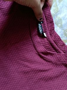 Burgundy Textured Crop Top