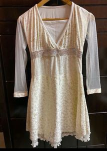 White dress with golden work