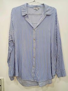 Striped Button-Down Shirt Blue