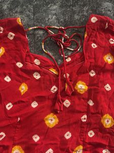 Elegant Red Bandhani Kurti