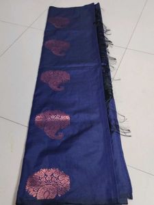 Navy Blue border less Saree