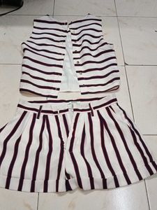 Striped Top &amp; Shorts Set
