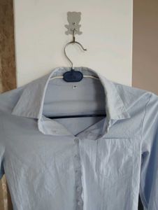 Light Blue Crop Top Shirt
