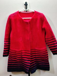 premium imported red and black striped knit cardig