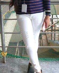 High Waist White Torn Jeans For Sale