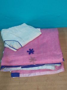 Pink Floral Embroidered Saree