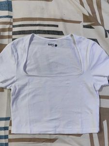 White Square Neck Crop Top