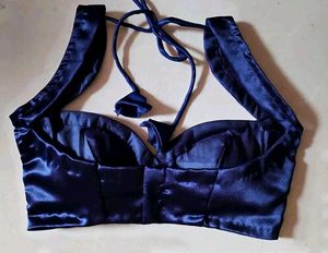 Satin Padded Sweetheart Cut Sleeve Blouse