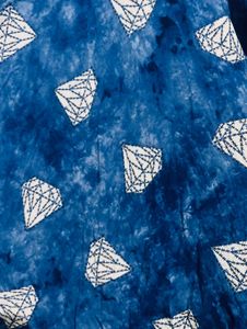 Blue Tie-dye Diamond Print Dress