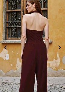 Burgundy Wide Jumpsuit size- L