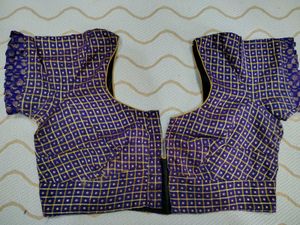 Purple Checked Readymade Blouse
