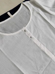 Vrinda Women White Embellished Cotton Kurta