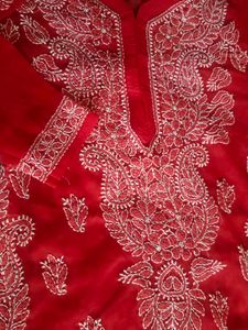 Red Embroidered Kurti